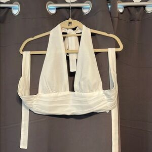 Fashion Union White Halter Crop Top